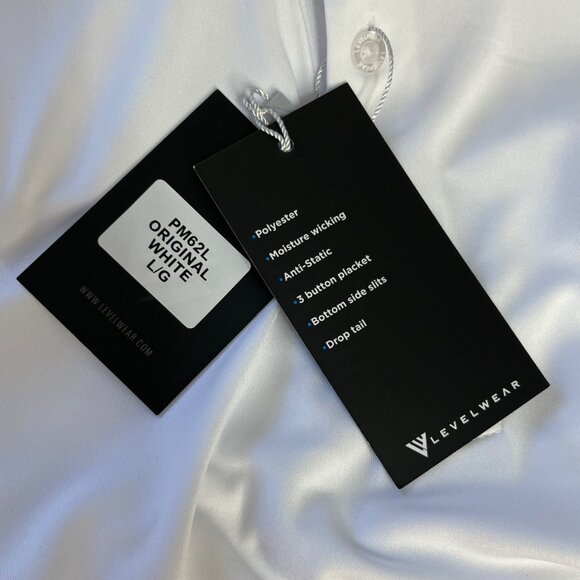 Levelwear DTE Embroidered Golf Polo Shirt Mens Large White New - Picture 8 of 9